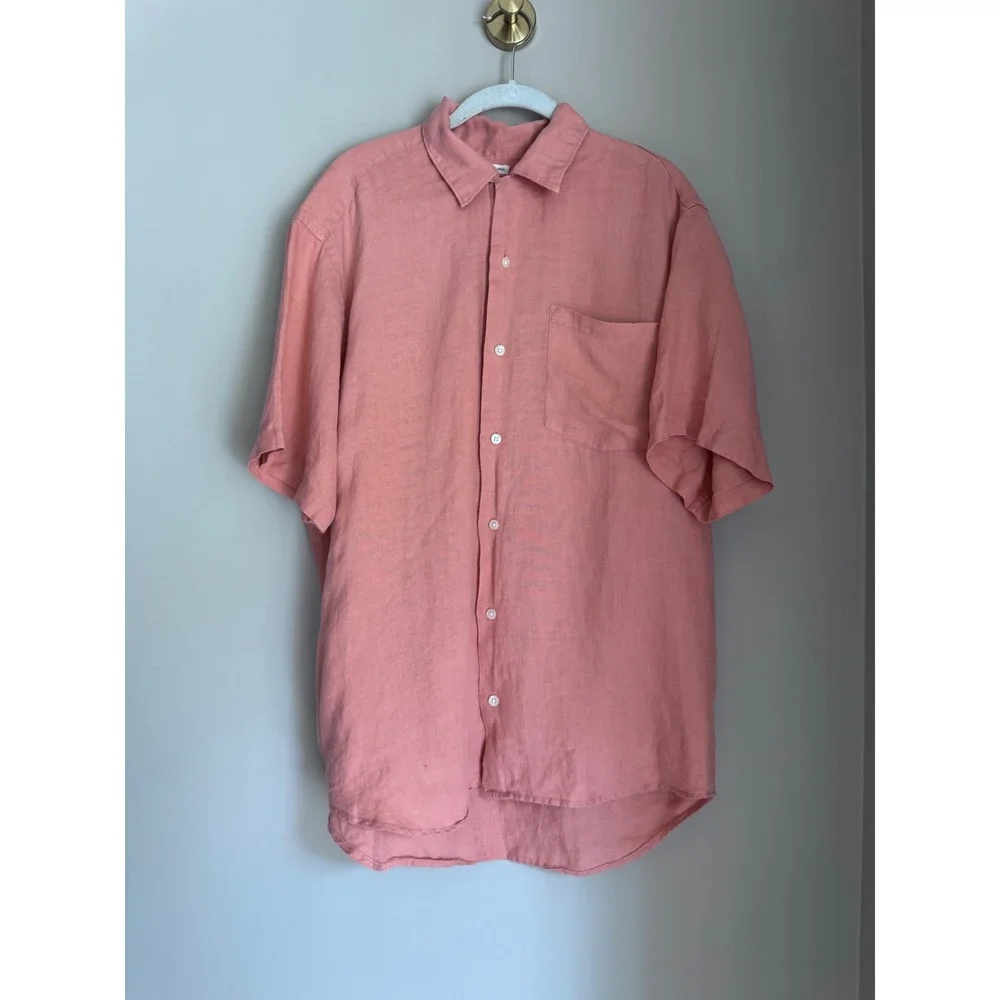 Vintage Banana Republic 100% Irish Linen Shirt Mens Medium Pink Safari Gorpcore